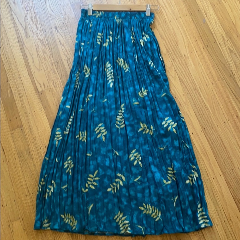 Vintage Green and Yellow Floral Maxi Skirt